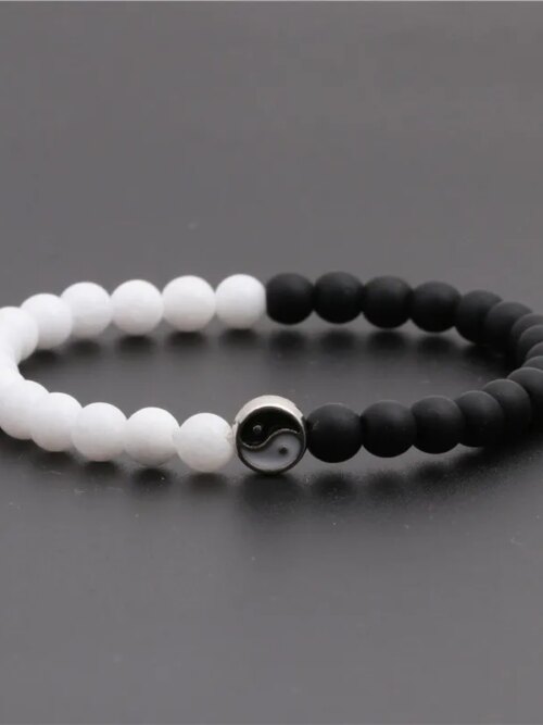 Bracelet amitié perlé à distance en pierre naturelle pour hommes et femmes, deux couleurs