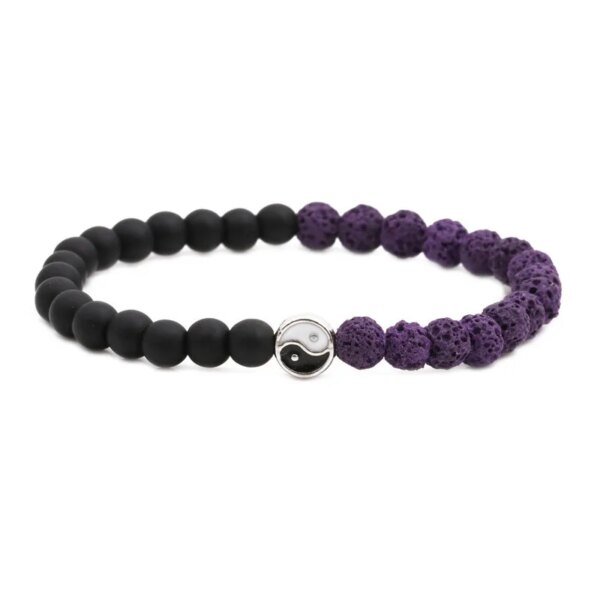 Bracelet amitié perlé à distance en pierre naturelle pour hommes et femmes, deux couleurs