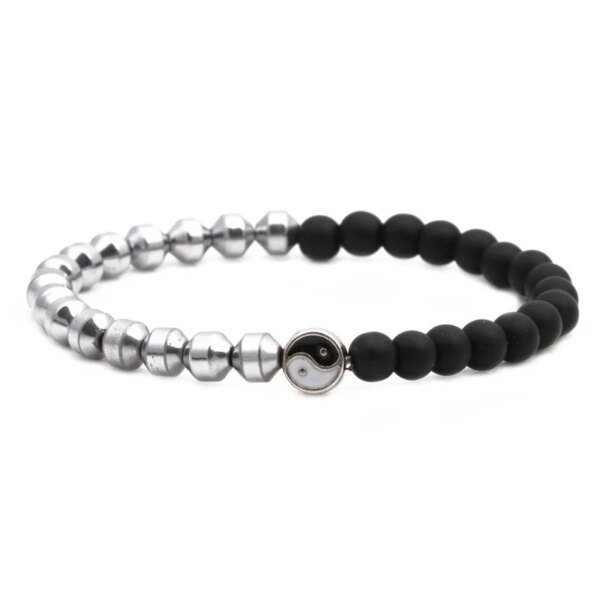 Bracelet amitié perlé à distance en pierre naturelle pour hommes et femmes, deux couleurs