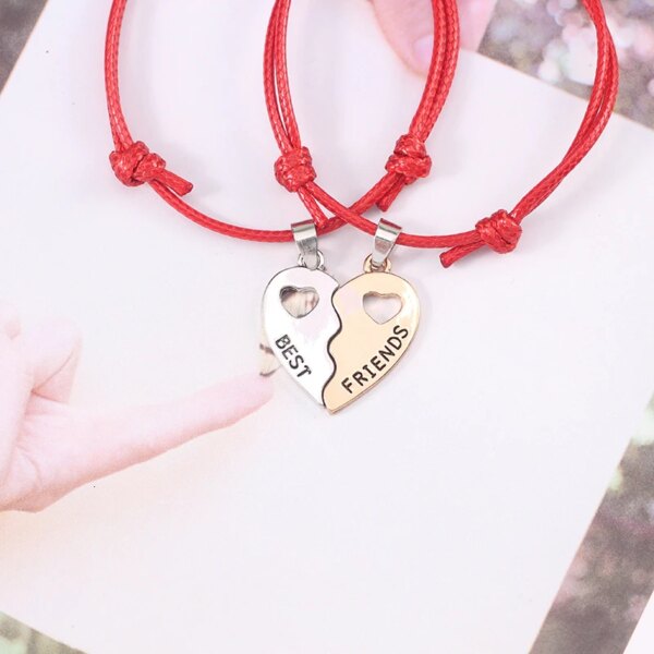 Bracelet amitié à Breloques en Forme de Cœur pour Femme et Fille, Pendentif Amissié