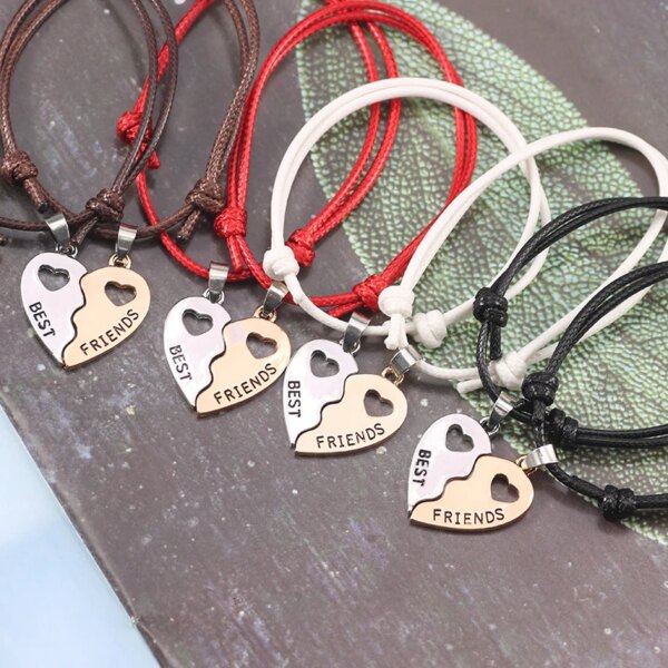 Bracelet amitié à Breloques en Forme de Cœur pour Femme et Fille, Pendentif Amissié