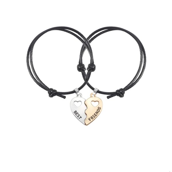Bracelet amitié à Breloques en Forme de Cœur pour Femme et Fille, Pendentif Amissié