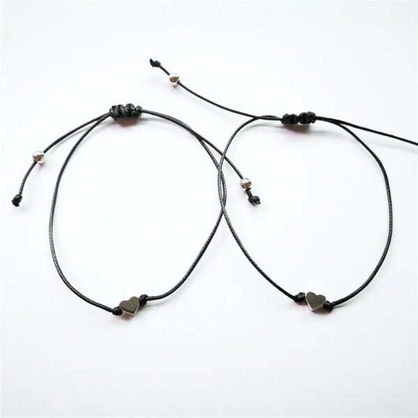 Bracelet amitié boussole en forme de cœur et d'étoile pour couples, 2 pièces/ensemble