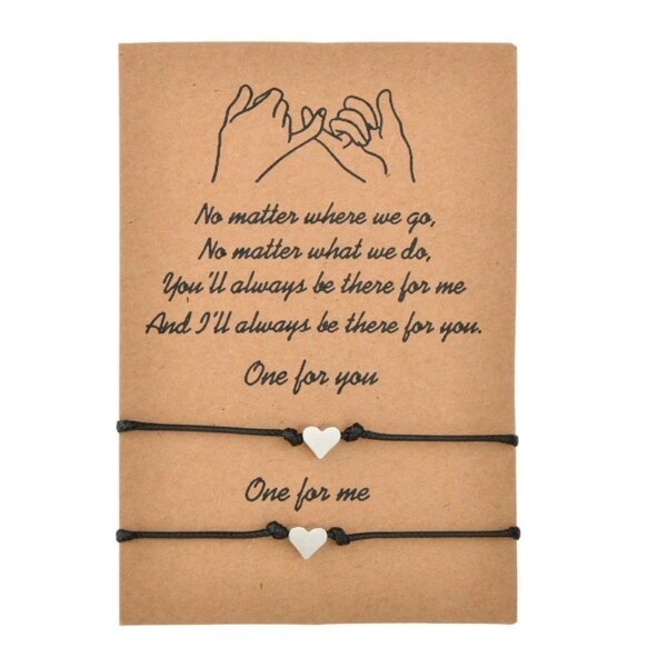 Bracelet amitié boussole en forme de cœur et d'étoile pour couples, 2 pièces/ensemble