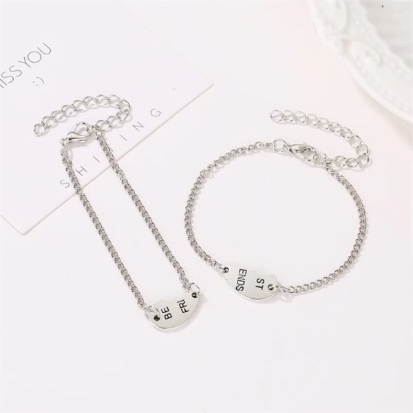 Bracelet amitié en forme de cœur pour couple, meilleurs amis, navire chia, deux parties