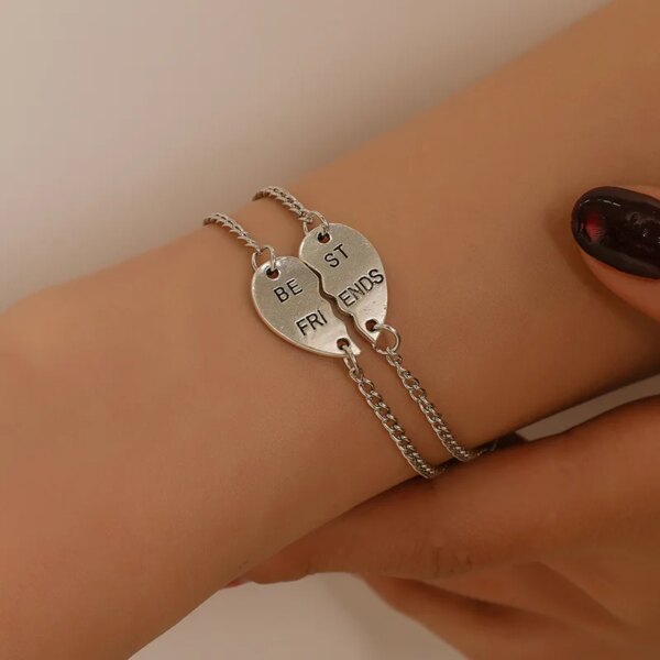 Bracelet amitié en forme de cœur pour couple, meilleurs amis, navire chia, deux parties