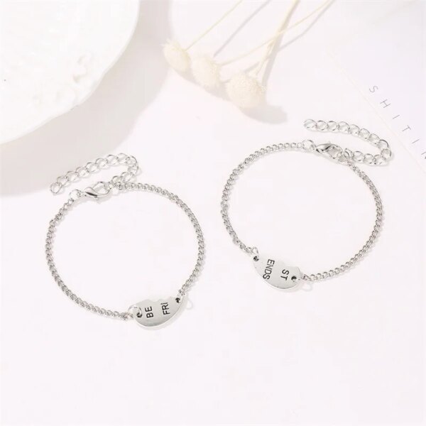Bracelet amitié en forme de cœur pour couple, meilleurs amis, navire chia, deux parties