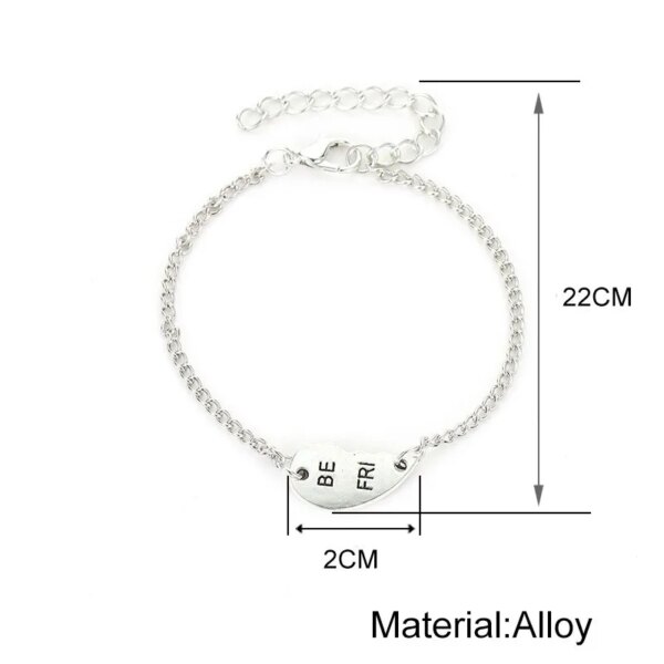 Bracelet amitié en forme de cœur pour couple, meilleurs amis, navire chia, deux parties
