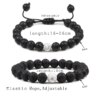 Bracelet amitié tressés à Distance pour Couples, pierres naturelles blanches et noires