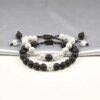 Bracelet amitié tressés à Distance pour Couples, pierres naturelles blanches et noires