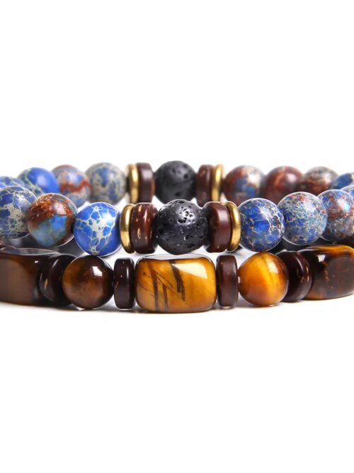 Bracelet amitié élastiques faits à la main pour hommes, 2 chaînes, bijoux d'amitié