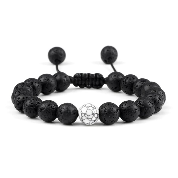 Bracelet amitié tressés à Distance pour Couples, pierres naturelles blanches et noires