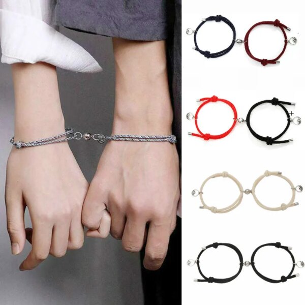 Bracelet amitié magnétique de couple pour hommes et femmes, charme de personnalité créative