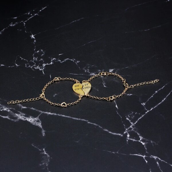 Bracelet amitié chaîne en forme de coeur pour femmes et filles, meilleurs amis