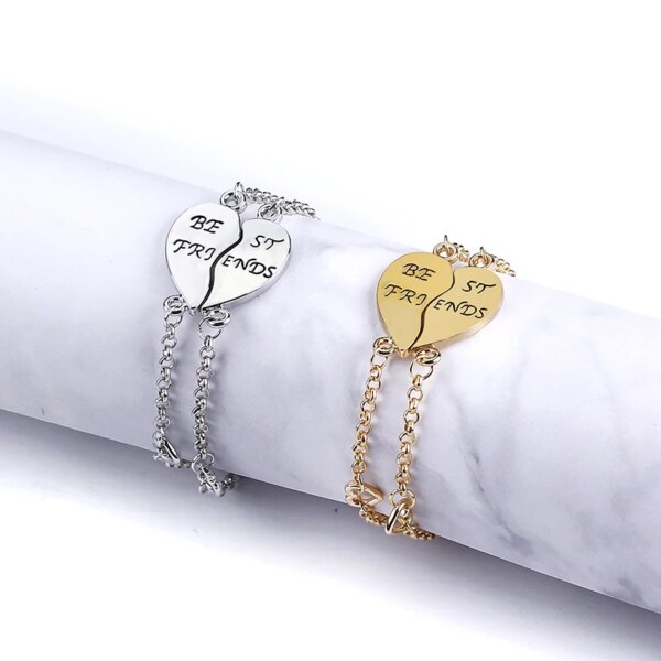 Bracelet amitié chaîne en forme de coeur pour femmes et filles, meilleurs amis