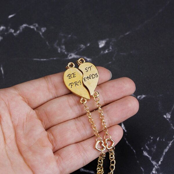 Bracelet amitié chaîne en forme de coeur pour femmes et filles, meilleurs amis