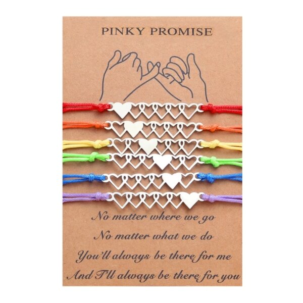 74607-802997.jpg Bracelet amitié longue Distance pour filles et femmes, tissé, assorti, en forme de cœur