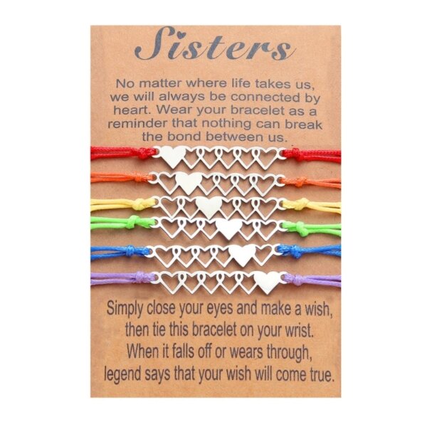 Bracelet amitié longue Distance pour filles et femmes, tissé, assorti, en forme de cœur