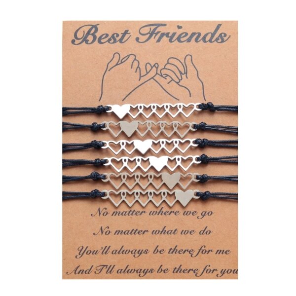 Bracelet amitié longue Distance pour filles et femmes, tissé, assorti, en forme de cœur