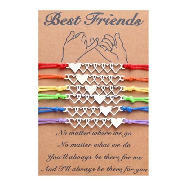 Bracelet amitié longue Distance pour filles et femmes, tissé, assorti, en forme de cœur