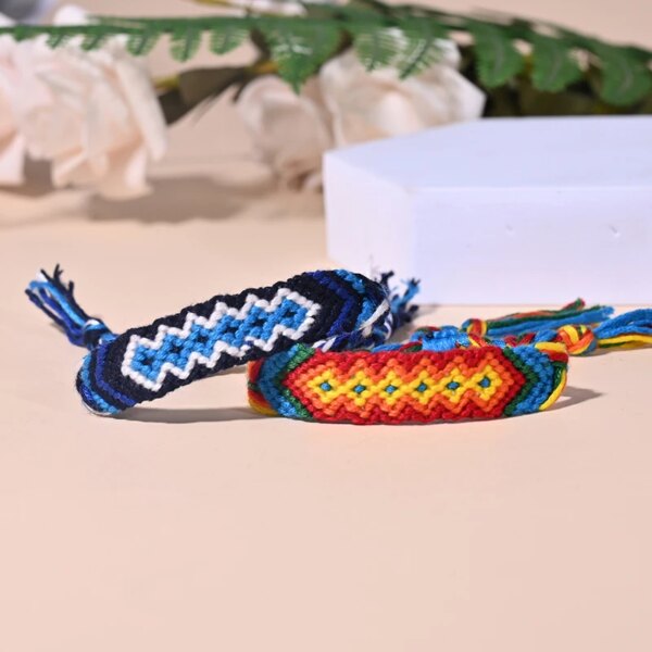 Bracelet amitié à pampilles bohème pour femme, ULen coton, tissage fait à la main
