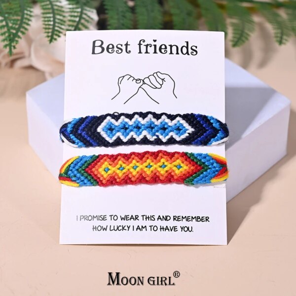 Bracelet amitié à pampilles bohème pour femme, ULen coton, tissage fait à la main