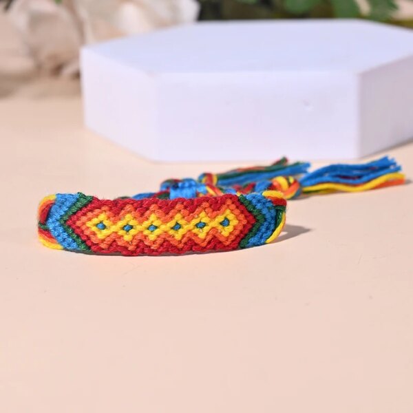 Bracelet amitié à pampilles bohème pour femme, ULen coton, tissage fait à la main