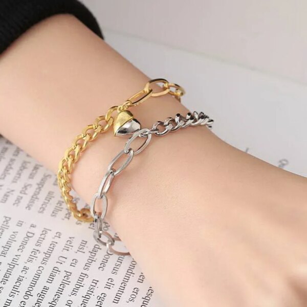 Bracelet amitié de Couple Romantiques en Forme de Cœur, Pendentif Clé, Corée, Rose, Noir