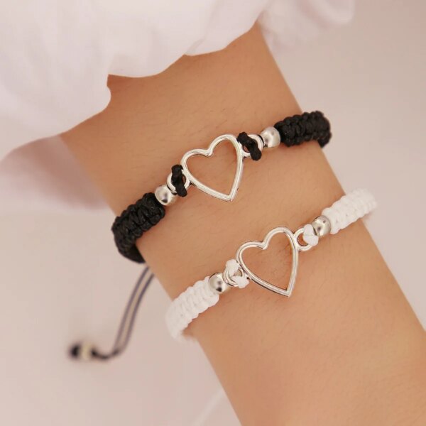 Bracelet amitié Amour coeur Couple Bracelet pour amoureux femmes hommes fabriqué à la main réglable