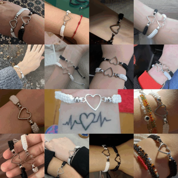 Bracelet amitié Amour coeur Couple Bracelet pour amoureux femmes hommes fabriqué à la main réglable