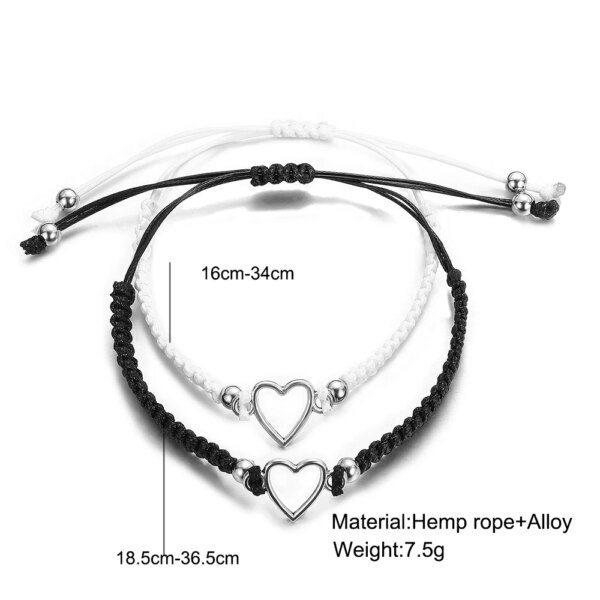 Bracelet amitié Amour coeur Couple Bracelet pour amoureux femmes hommes fabriqué à la main réglable