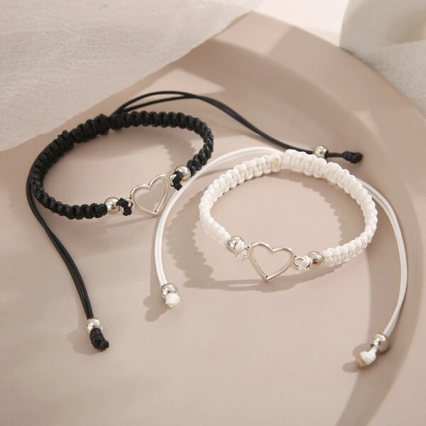 Bracelet amitié Amour coeur Couple Bracelet pour amoureux femmes hommes fabriqué à la main réglable