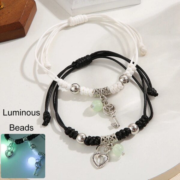 Bracelet amitié Amour coeur Couple Bracelet pour amoureux femmes hommes fabriqué à la main réglable