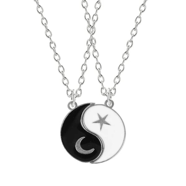 Collier Yin et Yang en alliage à deux pétales de poisson, pendentif de Couple, accessoires de bijoux à la mode, cadeau d'anniversaire, offre spéciale