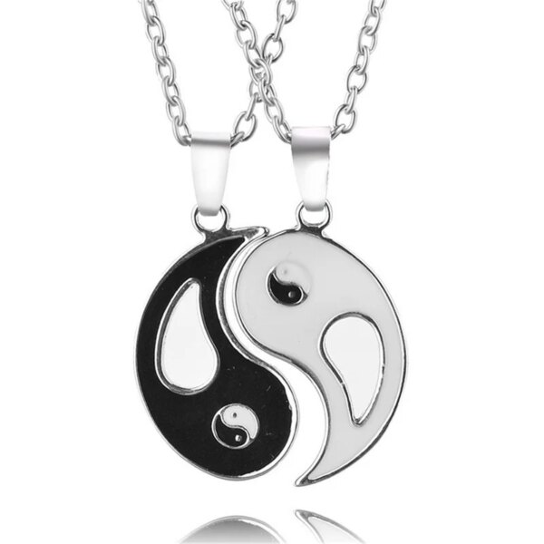 Collier Yin et Yang en alliage à deux pétales de poisson, pendentif de Couple, accessoires de bijoux à la mode, cadeau d'anniversaire, offre spéciale
