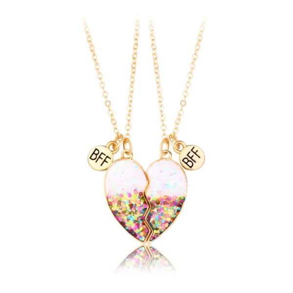 Collier en forme de cœur pour enfants, 2 pièces, mignon, pendentif meilleur ami, mode Couple, chaîne, bijoux d'amitié