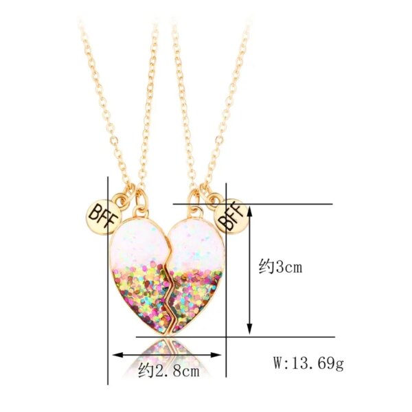 Collier en forme de cœur pour enfants, 2 pièces, mignon, pendentif meilleur ami, mode Couple, chaîne, bijoux d'amitié