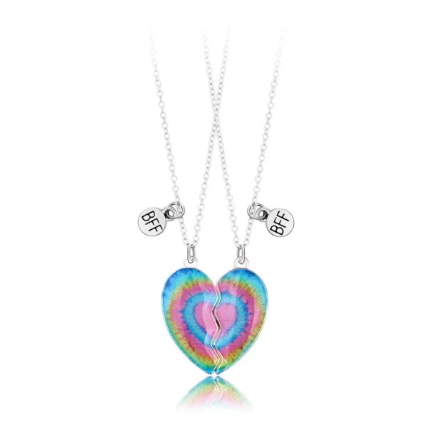 Collier en forme de cœur pour enfants, 2 pièces, mignon, pendentif meilleur ami, mode Couple, chaîne, bijoux d'amitié