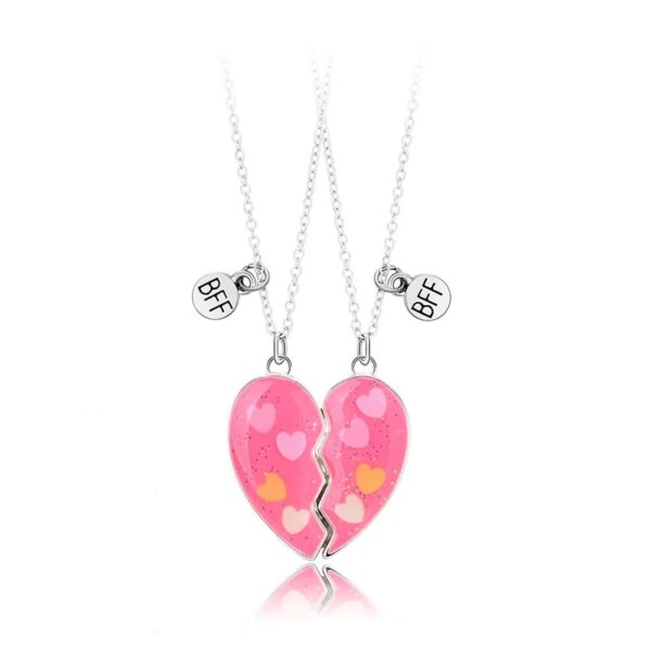 Collier en forme de cœur pour enfants, 2 pièces, mignon, pendentif meilleur ami, mode Couple, chaîne, bijoux d'amitié
