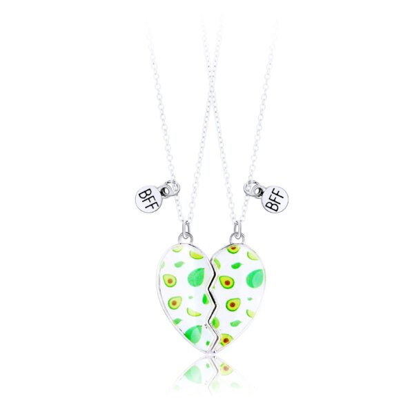 74908-5661d4.jpg Collier en forme de cœur pour enfants, 2 pièces, mignon, pendentif meilleur ami, mode Couple, chaîne, bijoux d'amitié