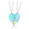 Collier en forme de cœur pour enfants, 2 pièces, mignon, pendentif meilleur ami, mode Couple, chaîne, bijoux d'amitié