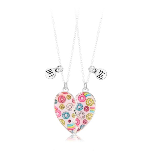 Collier en forme de cœur pour enfants, 2 pièces, mignon, pendentif meilleur ami, mode Couple, chaîne, bijoux d'amitié