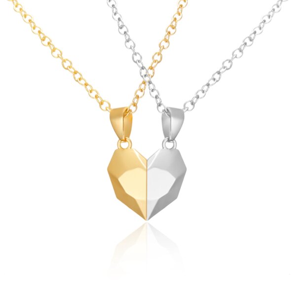 Collier de couple coeur magnétique pour femme, pull du jour de Léon JOFor, meilleur ami, amoureux, cadeau de fête de mariage, bijoux, 2 pièces