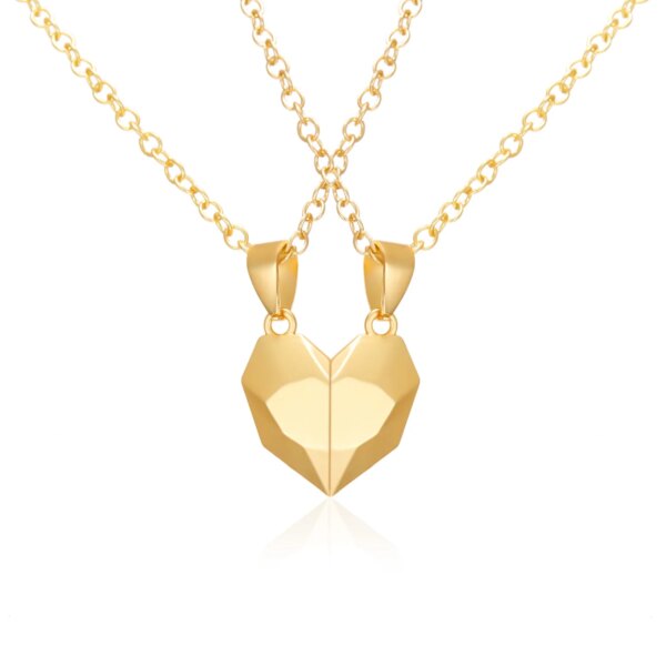 Collier de couple coeur magnétique pour femme, pull du jour de Léon JOFor, meilleur ami, amoureux, cadeau de fête de mariage, bijoux, 2 pièces