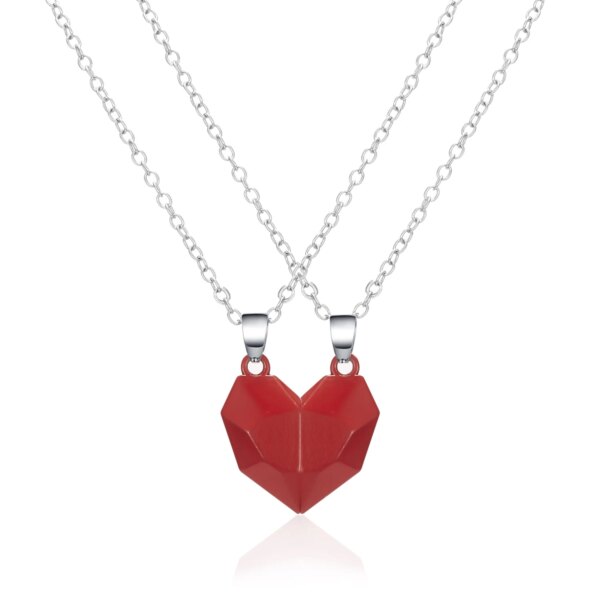 Collier de couple coeur magnétique pour femme, pull du jour de Léon JOFor, meilleur ami, amoureux, cadeau de fête de mariage, bijoux, 2 pièces