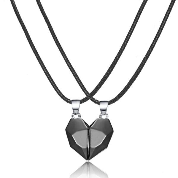Collier de couple coeur magnétique pour femme, pull du jour de Léon JOFor, meilleur ami, amoureux, cadeau de fête de mariage, bijoux, 2 pièces