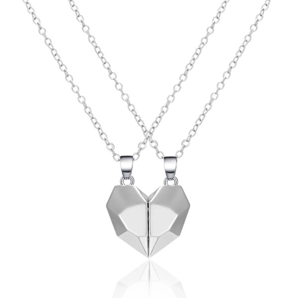 Collier de couple coeur magnétique pour femme, pull du jour de Léon JOFor, meilleur ami, amoureux, cadeau de fête de mariage, bijoux, 2 pièces