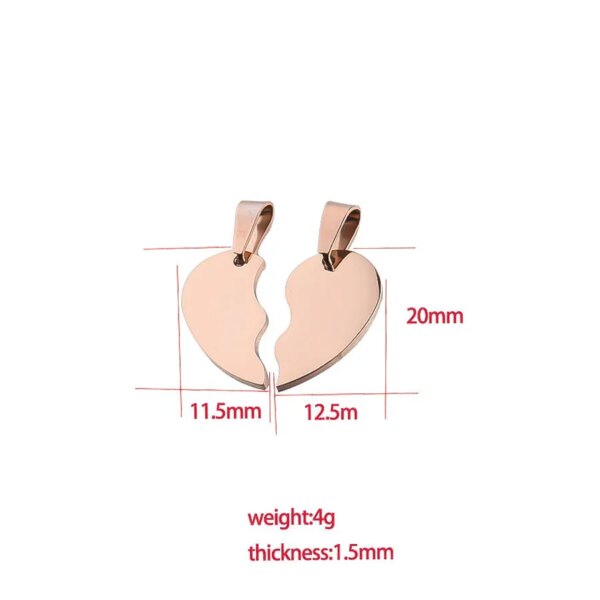 Semit123-Collier pendentif coeur brisé en acier inoxydable pour couple, breloques de bracelet, bijoux de mode, Pmotfor, exécutif, en vrac, ensemble de 2 pièces