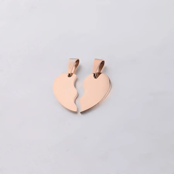 Semit123-Collier pendentif coeur brisé en acier inoxydable pour couple, breloques de bracelet, bijoux de mode, Pmotfor, exécutif, en vrac, ensemble de 2 pièces