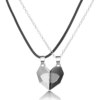Collier d'attraction entre amoureux, 2 pièces, pendentif magnétique en forme de cœur pour hommes et femmes, bijoux d'anniversaire de la saint-valentin